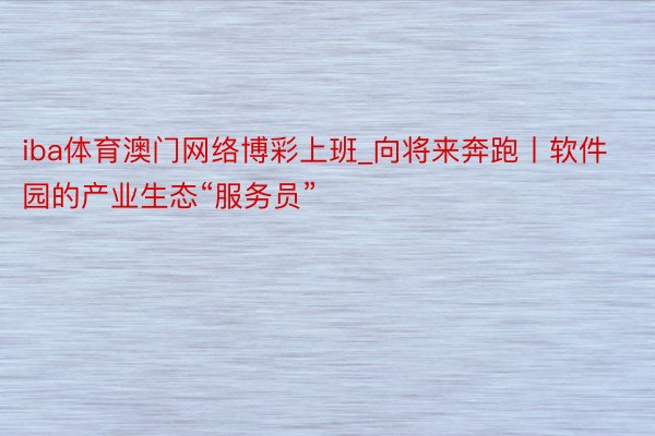 iba体育澳门网络博彩上班_向将来奔跑丨软件园的产业生态“服务员”