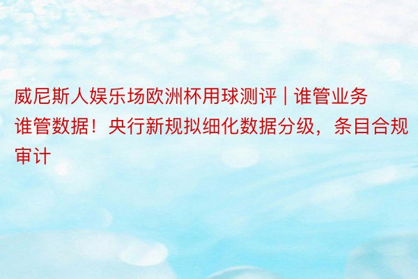 威尼斯人娱乐场欧洲杯用球测评 | 谁管业务谁管数据！央行新规拟细化数据分级，条目合规审计
