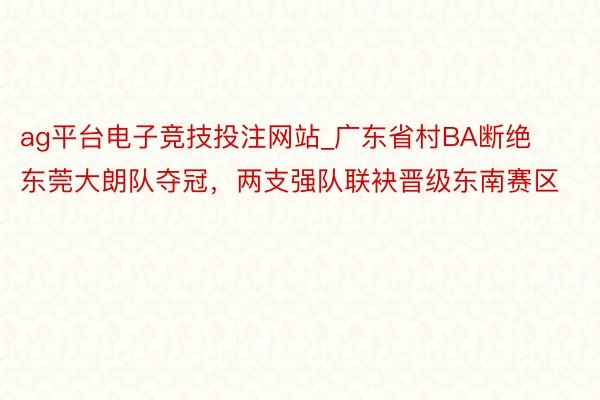 ag平台电子竞技投注网站_广东省村BA断绝东莞大朗队夺冠，两支强队联袂晋级东南赛区