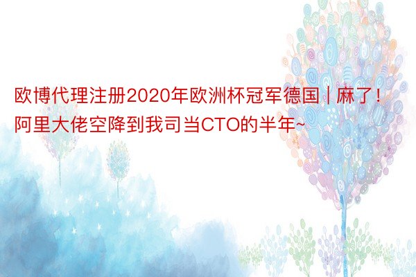 欧博代理注册2020年欧洲杯冠军德国 | 麻了！阿里大佬空降到我司当CTO的半年~