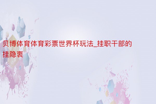 贝博体育体育彩票世界杯玩法_挂职干部的挂隐衷