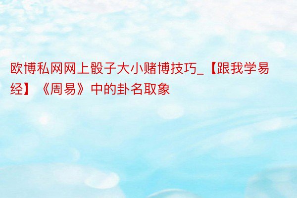 欧博私网网上骰子大小赌博技巧_【跟我学易经】《周易》中的卦名取象